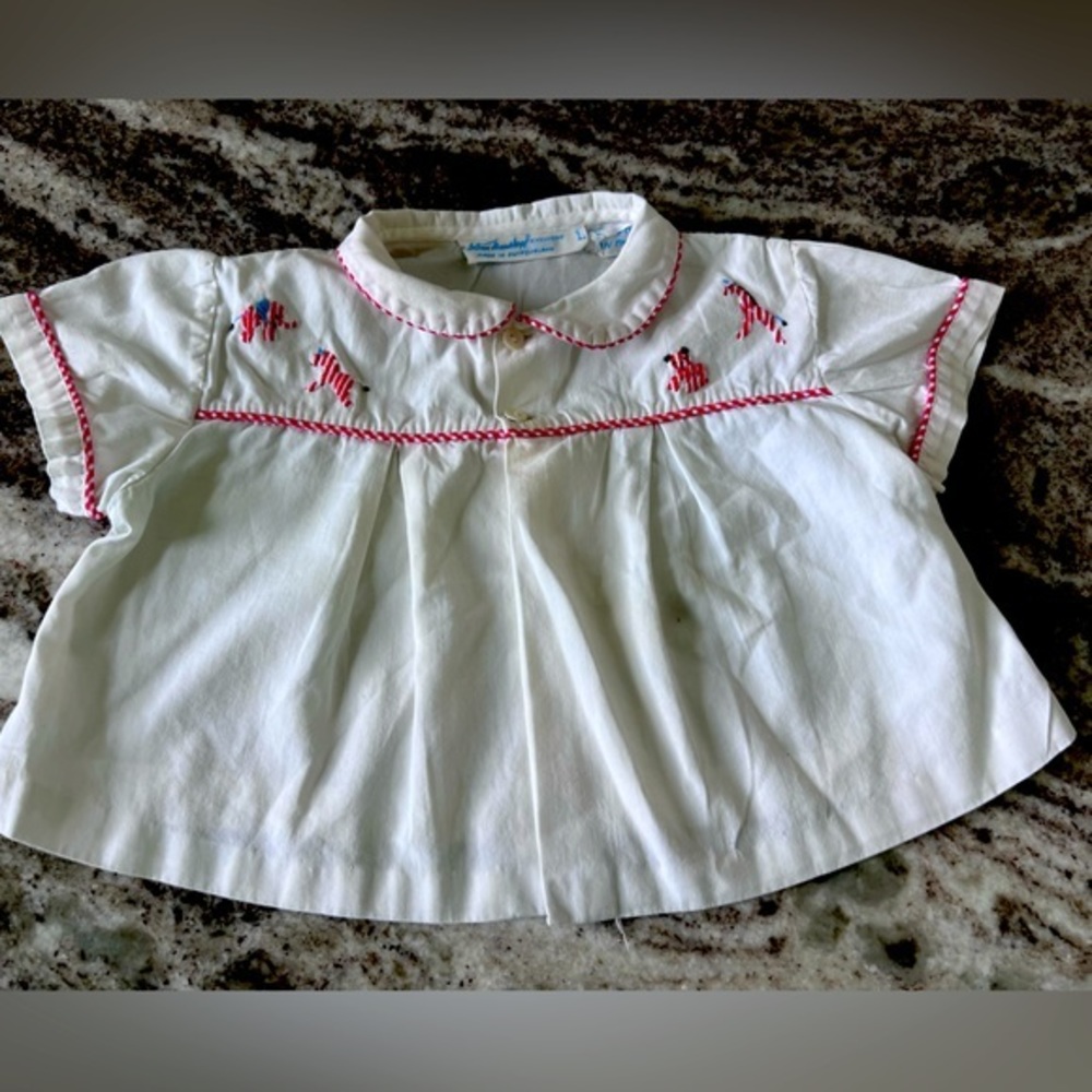Vintage Embroidered Diaper Shirt,Made in Switzerland 🇨🇭, 💯 cotton